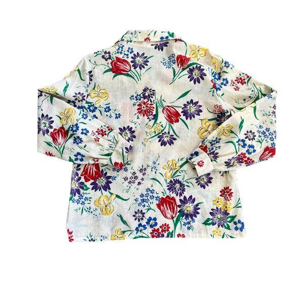 Vintage Semi Sheer All Over Floral Print Blouse USA S - Picture 4 of 6